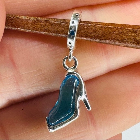 NWOT Pandora x Disney Cinderella's Glass Slipper Charm Blue Crystal - 793071C - Picture 10 of 16